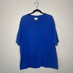 Vintage 90's XL Walt Disney Mickey Mouse Single Pocket Blue Cotton Tee Shirt